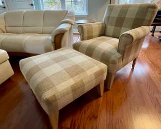 Plaid chair and footrest