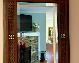Wood and inlay beveled mirror (Egyptian Middle Eastern Moroccan)