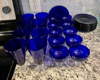 Vintage Morgantown stemware & plates