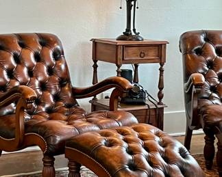 Hemingway tufted leather chairs in MINT condition!