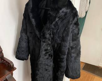Black rabbit fur coat.