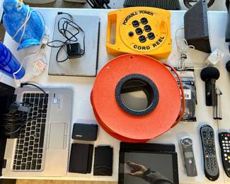 Laptops and remotes.