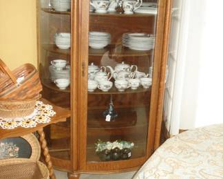 ANTIQUE LARKIN CLAW FOOT CURVED GLASS CHINA CABINET - EXCELLENT CONDITION
