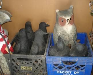OWL AND CROW DECOYS