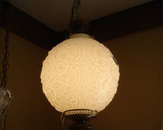 MCM Milk Glass Hanging Chain Light - Beautiful!