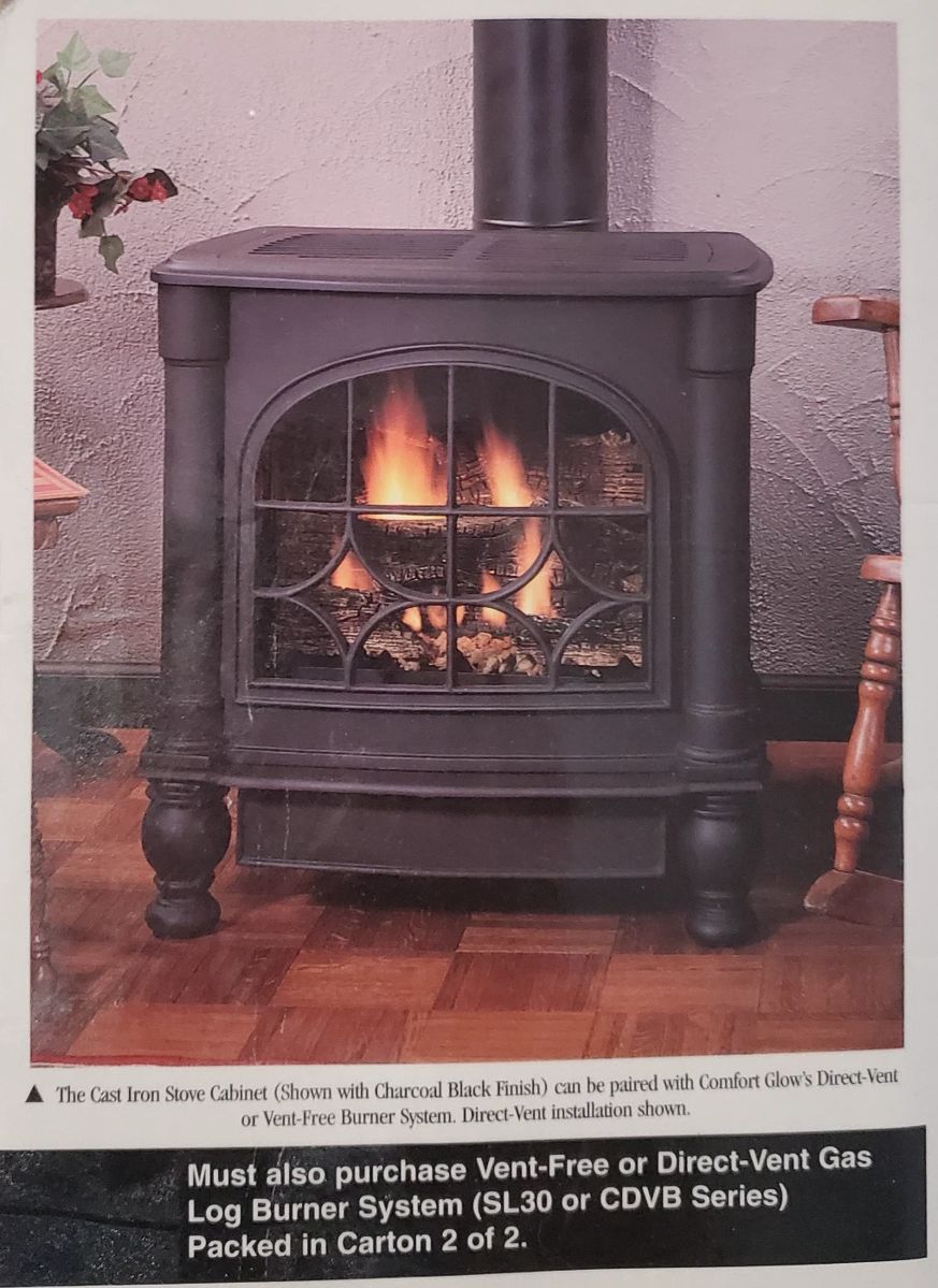 Cast iron gas fire place. New in the box.