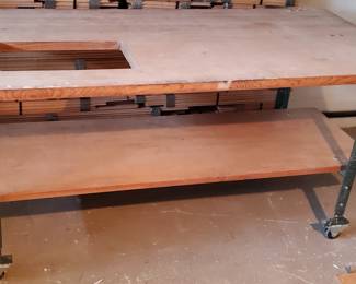Wood working table on casters.