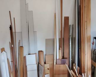 Loads of trim and trim fragments. Wood, metal angle iron, aluminum angles, drywall pieces, sheet rock fragment...