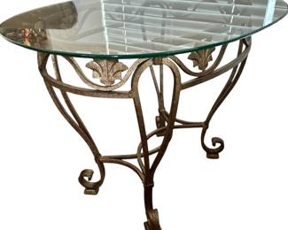 Glass and metal side table - 2 of these + matching coffee table