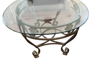 Glass and metal side table - 2 of these + matching coffee table