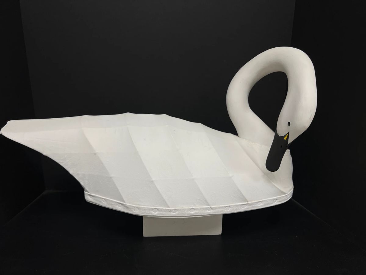 Lot 197 Handmade Canvas Swan Decoy Sculpture Art  Nick Sapone Wanchese, NC