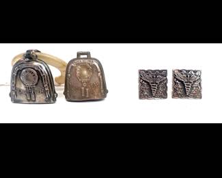 Lot 161 Vintage Sterling Silver Baby Rattle Sterling Doctors Caduceus Cufflinks