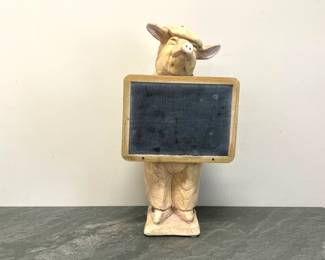 Lot 176 Terracotta Pig with Chalkboard Kitchen Chef SIgn