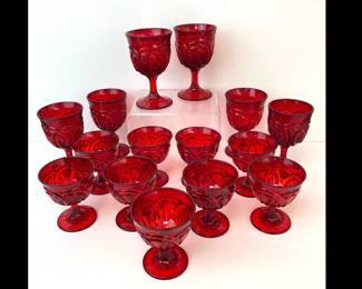 Lot 226 Vintage Double Ring Ruby Water Goblets Sherbet Glasses