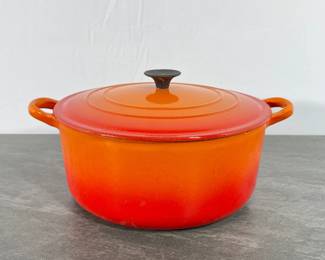 Lot 283 Le Creuset Enamelware Flame 10 5.5 Qt Round Dutch Oven