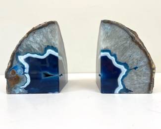Lot 163 Blue Agate Bookends