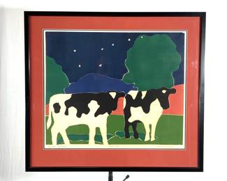 Lot 192 Charlies Holsteins Cow Artists Proof Print Signed Woody Johnson