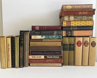 Lot 328 Vintage Hardcover Books for Shelf Styling Heritage Press wSlipcases