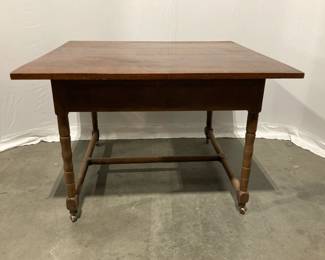 Lot 214 Antique Vintage Large Rustic Farmhouse Wooden Dining Table on Casters