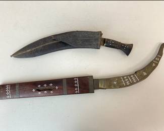 Lot 204 Vintage Cambodian Belt Knife Wooden Handle Combat Knife
