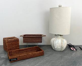 Lot 120 Bambou Woven Container Storage Organizer Baskets Tissue Box Cover Table Lamp