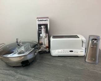Lot 239 Cuisinart Electric Skillet Electronic Toaster Electric Can Opener Hand Blender