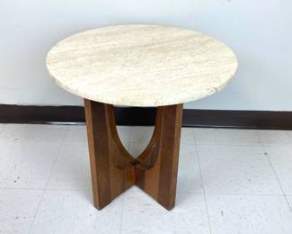 Lot 222 Vintage MCM Italian Travertine Top End Side Table