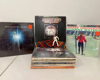 Lot 262 Vintage Vinyl LP Records Christmas Saturday Night Fever Simon Garfunkel Johnny Mathis Eclectic Mix
