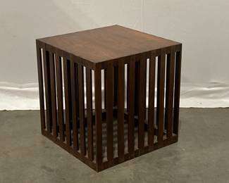 Lot 212 Vintage MCM Slat Wood End Side Table Plant Stand