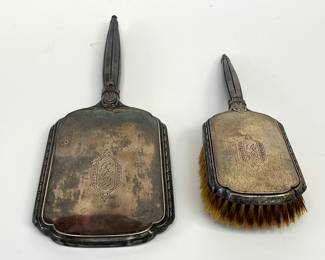 Lot 107 Sterling Silver Hand Mirror Hair Brush