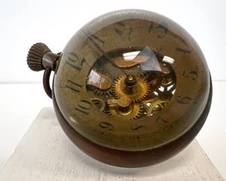 Lot 111 Vintage Glass Globe Desk Sphere Orb Clock Paperweight Steampunk Style