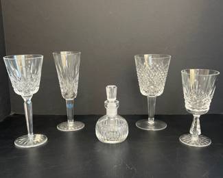 Lot 27 Waterford Lismore Crystal Wine Champagne Flute Claret Glasses Alana Water Glass Waterford Crystal Round Perfume Bottle Stopper