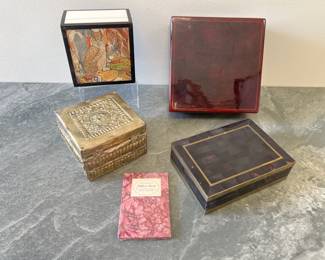 Lot 296 Vintage Trinket Boxes Including 5x 7 Marble Brass Box