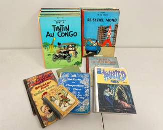 Lot 198 Vintage Childrens Books Herge Les Adventures De TintinTim StruppiRed Rackhams TreasurePC Twisted Tales ComicsMiscellaneous