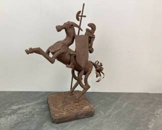 Lot 51 Metal Folk Art Knight on Horse Sculpture