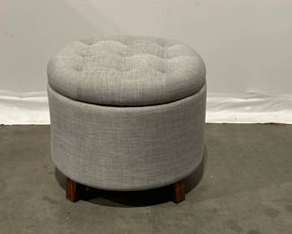 Lot 217 Grey Round Tufted Storage Ottoman