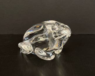 Lot 250 Signed Steuben Crystal Frog Art Glass Paperweight