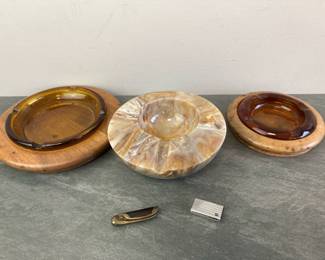 Lot 241 MCM Ashtrays WoodGlass Marble Misc