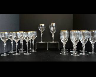 Lot 90 Lenox Monroe Gold Trim Twisted Stemware Wine Ice Tea Glasses