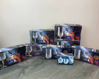 Lot 59 Longchamps Cristal dArques Goblets Wine Glasses Snifters Cream Sugar Bowl