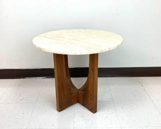 Lot 223 Vintage MCM Italian Travertine Top End Side Table
