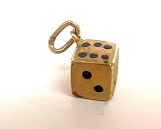 Lot 162 10K Gold Dice Charm