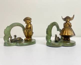 Lot 174 Dutch Children Figurine Metal Bookends
