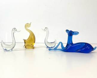 Lot 4 Art Glass Animal Figurines