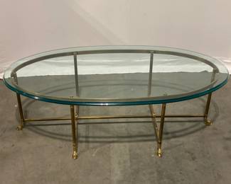 Lot 219 Brass Hoofed Leg Coffee Table Beveled Glass Top