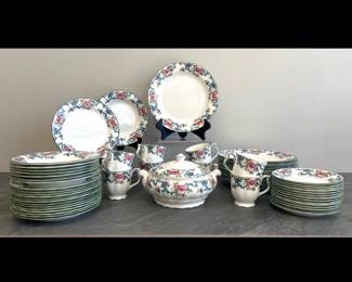 Lot 87 Royal Doulton Floradora Green China Dishes Dinner Salad Plates Coffee Cups