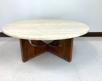 Lot 224 Vintage MCM Italian Travertine Top Coffee Table
