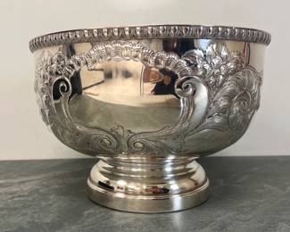 Lot 175 Silverplated Centerpiece Compote Bowl Hand Chased Sheffield Reproduction