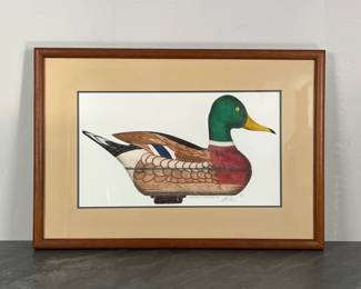 Lot 134 Arthur Nevin Signed Numbered Mallard Drake Decoy North Barnegat Print Wall Art