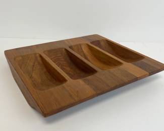 Lot 343 Vintage DANSK Denmark Teak Wooden Divided Snack Serving Tray